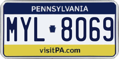 PA license plate MYL8069