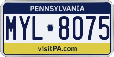 PA license plate MYL8075
