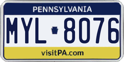 PA license plate MYL8076