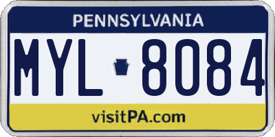 PA license plate MYL8084