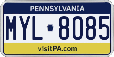 PA license plate MYL8085