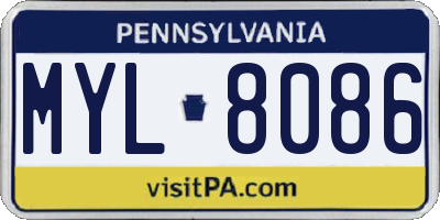 PA license plate MYL8086