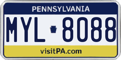 PA license plate MYL8088