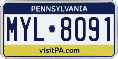 PA license plate MYL8091