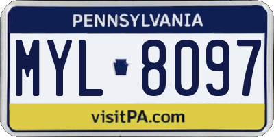 PA license plate MYL8097