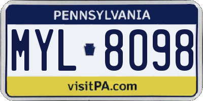 PA license plate MYL8098