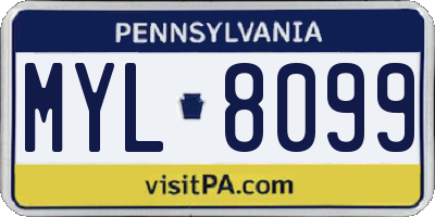 PA license plate MYL8099