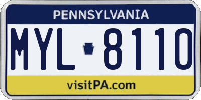 PA license plate MYL8110