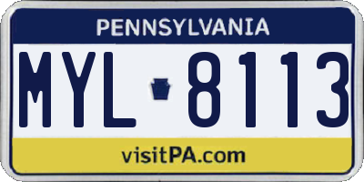 PA license plate MYL8113