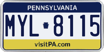 PA license plate MYL8115