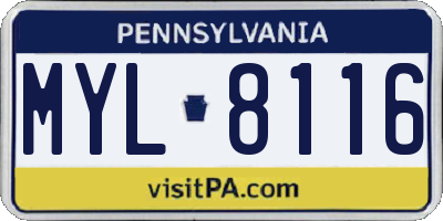 PA license plate MYL8116
