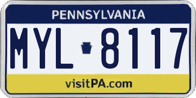 PA license plate MYL8117