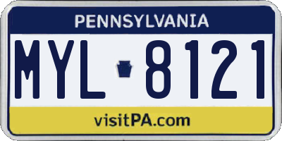 PA license plate MYL8121