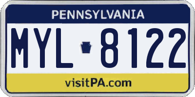 PA license plate MYL8122