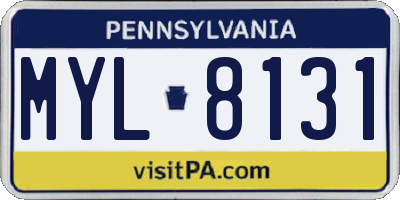 PA license plate MYL8131