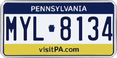 PA license plate MYL8134