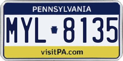 PA license plate MYL8135