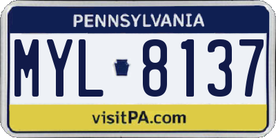 PA license plate MYL8137