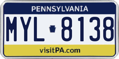 PA license plate MYL8138
