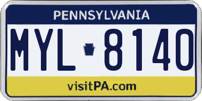 PA license plate MYL8140