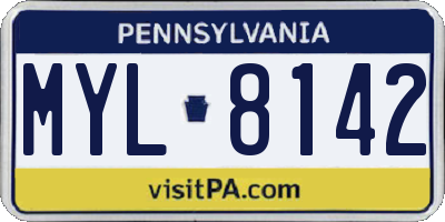 PA license plate MYL8142