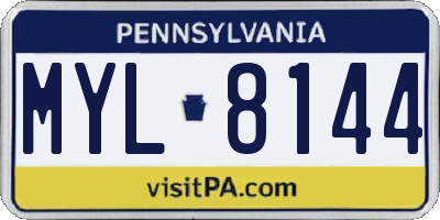 PA license plate MYL8144