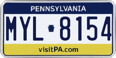 PA license plate MYL8154