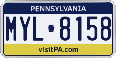 PA license plate MYL8158
