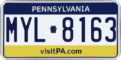 PA license plate MYL8163