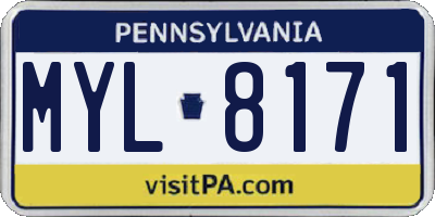 PA license plate MYL8171