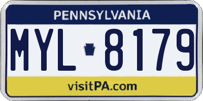 PA license plate MYL8179