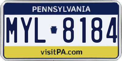 PA license plate MYL8184