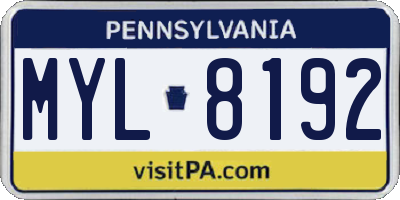 PA license plate MYL8192