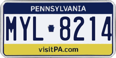 PA license plate MYL8214