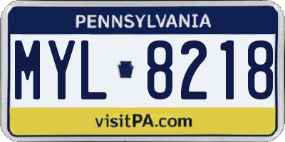 PA license plate MYL8218