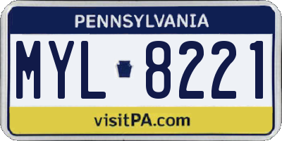 PA license plate MYL8221