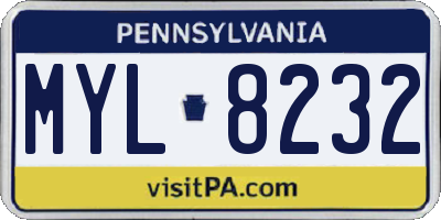 PA license plate MYL8232
