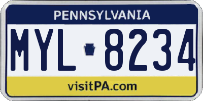 PA license plate MYL8234