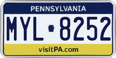 PA license plate MYL8252