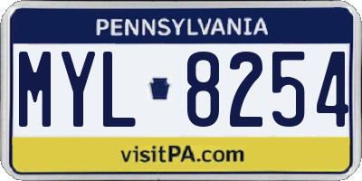 PA license plate MYL8254
