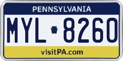 PA license plate MYL8260