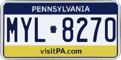 PA license plate MYL8270