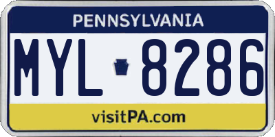 PA license plate MYL8286