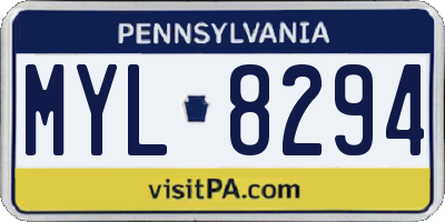 PA license plate MYL8294