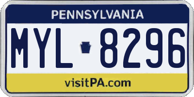PA license plate MYL8296