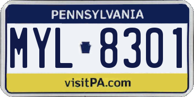 PA license plate MYL8301