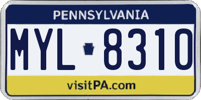 PA license plate MYL8310