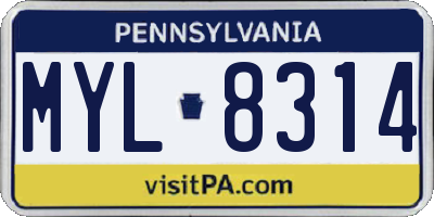 PA license plate MYL8314