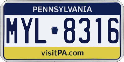 PA license plate MYL8316