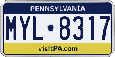 PA license plate MYL8317